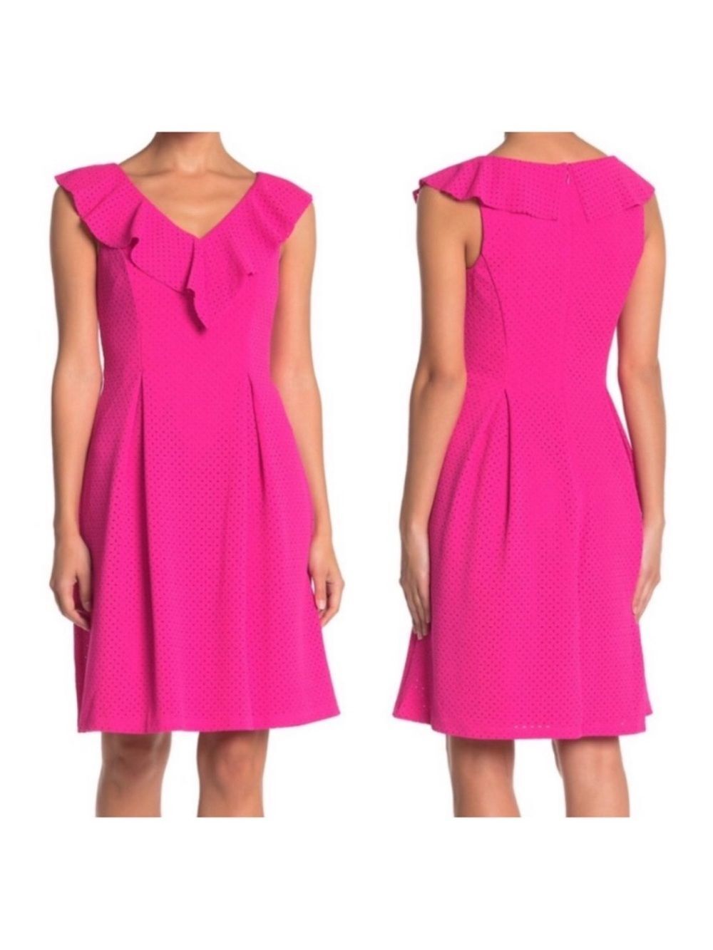 Eliza J Fuschia Sleeveless Ruffle Dress, NWT